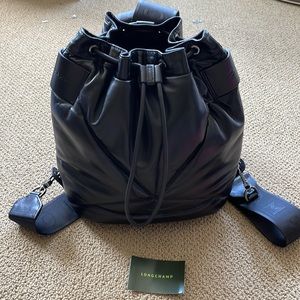 Longchamp Doudoune Leather Cuir backpack